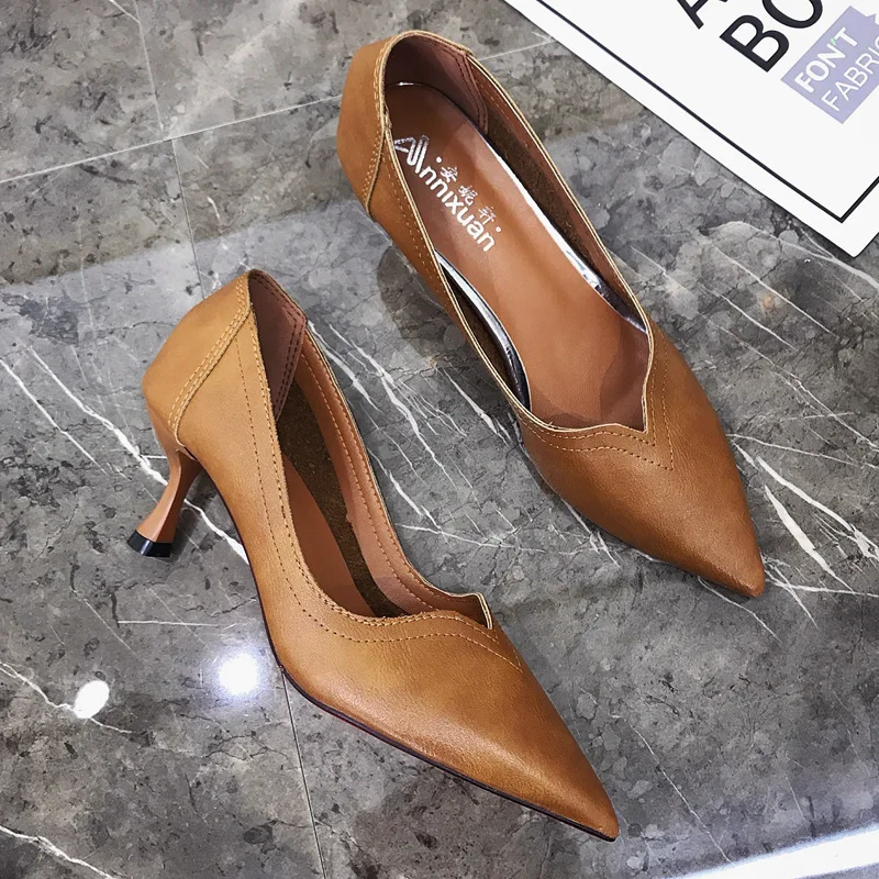 Pointed Toes Dress Shoes 2018 Korean Fashion Sexy Casual Wedding Party Slip-on Women 6cm High Heels | Обувь