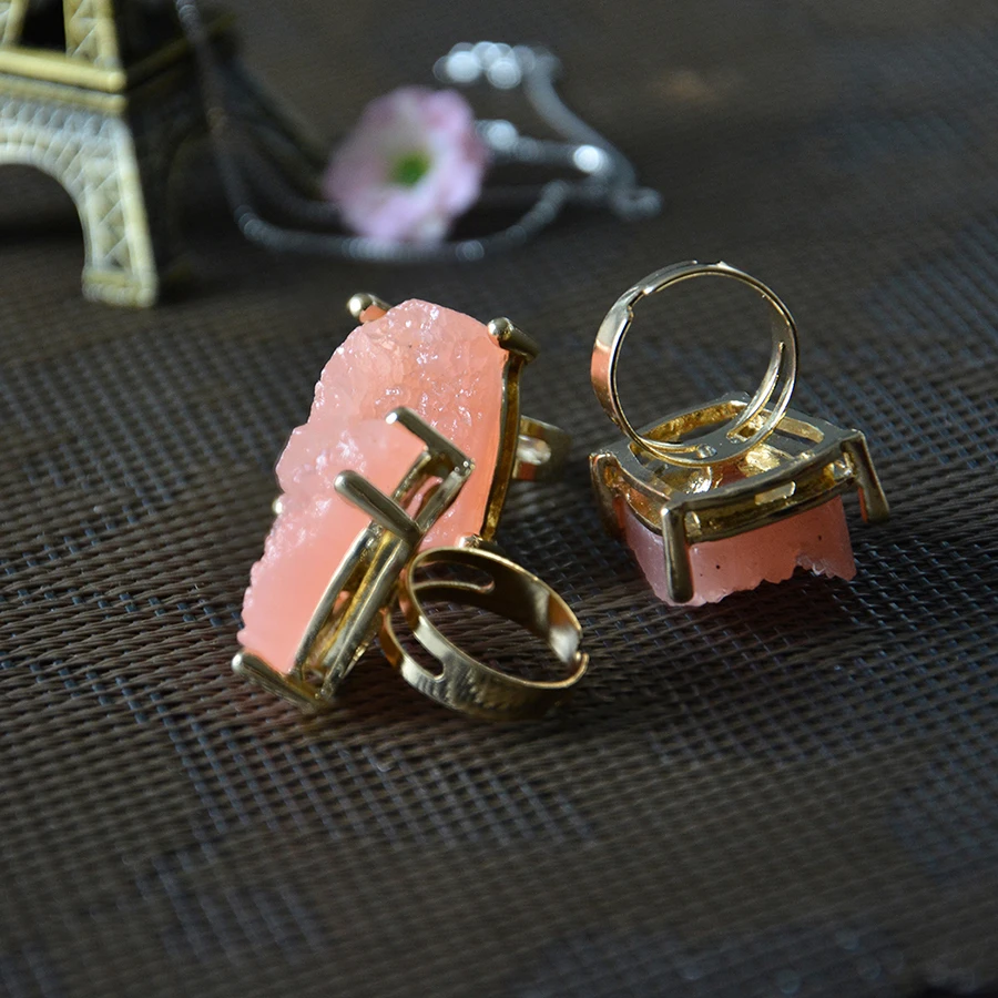 6 цветов кольцо Друза природного камня для мужчин романтическое t женщин подарок