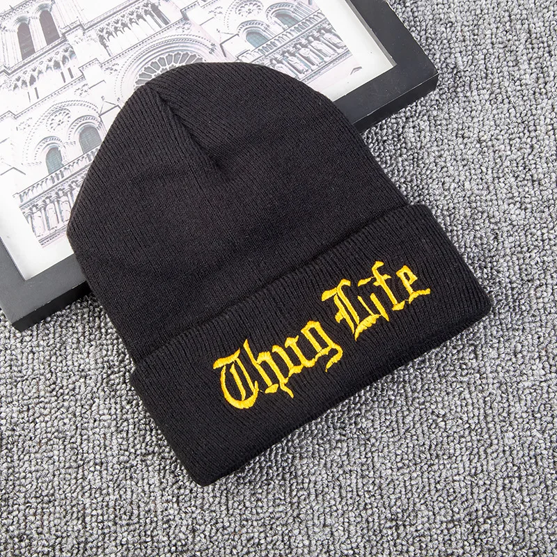 & THUG LIFE Женская Мужская зимняя вязаная шерстяная шапка унисекс шапочки в стиле