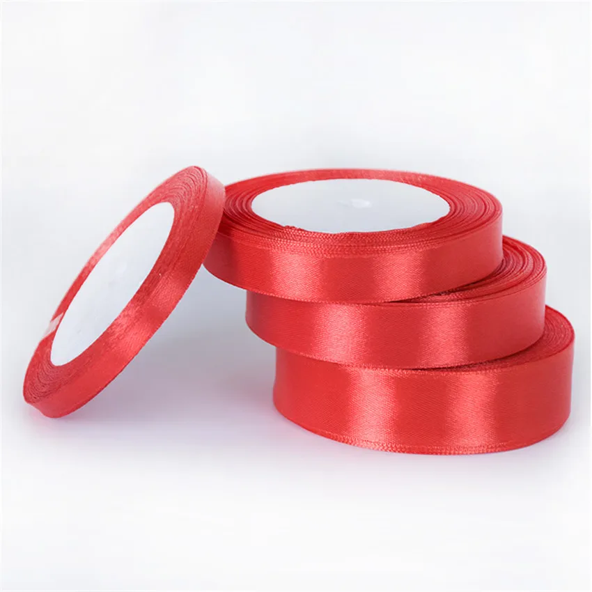 25 ярдов красная шелковая сатиновая лента с золотым украшением для свадебной