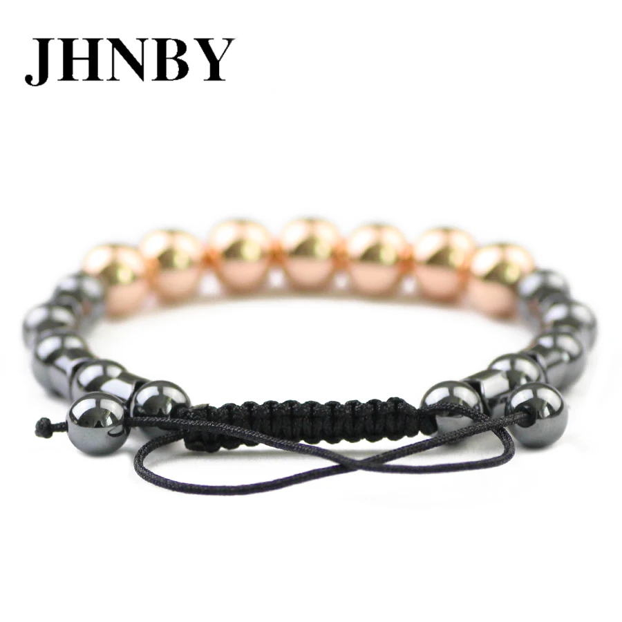 JHNBY Lucky Ball Braided Rope Men Bracelet 6/8mm Charms Hematite Beads Fashion Women Copper Bangle Jewelry Pulseira Masculina | Украшения и