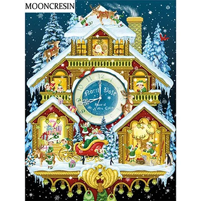 MY826 5D Diy алмазная живопись полный дрель пейзаж Вышивка крестиком Алмазная вышивка мозаичное искусство рукоделие рождественские часы Настенный декор - Цвет: MY826