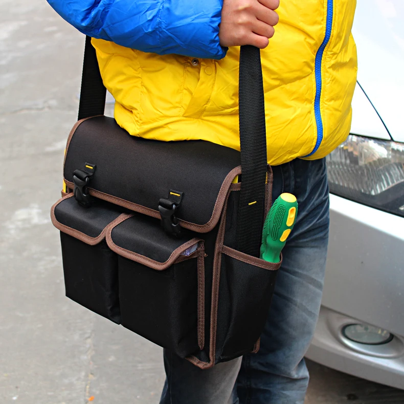 

New Black Thicken Oxford MultiFuntional Hardware Toolkit Shoulder Strap Tool Bag Waterproof Durable using Multi-pocket Backpack