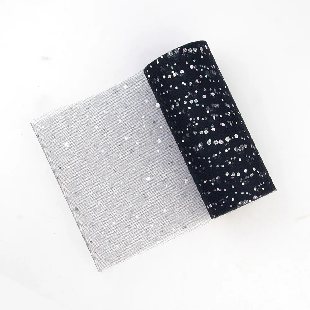 sequin 40 Блестящий рулон тюля с блестками 25 ярдов 15 см 6 дюймов катушка пачка Свадебная отделка органзы лазер поделки день рождения поставки - Цвет: sequin 40