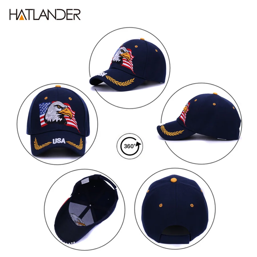 [HATLANDER] весна лето бейсболки для мужчин Уличная шляпа от солнца для женщин вышивка Орел США спортивные шапки изогнутая Кепка с якорем