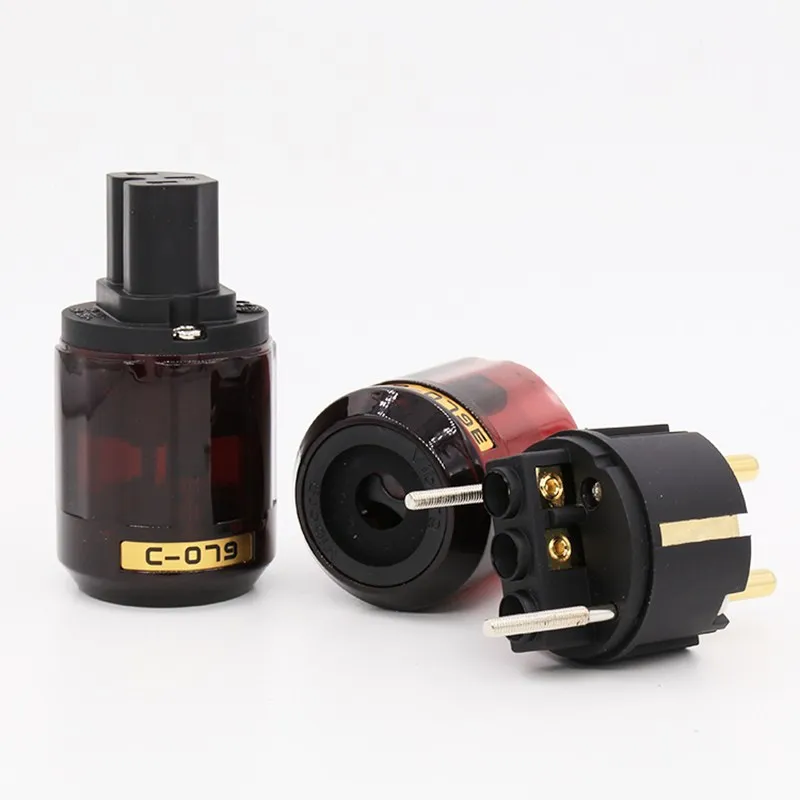 LEORY C-07P P-079e штепсельная вилка IEC позолоченный ЕС аудио разъем HiFi Латунь шнур
