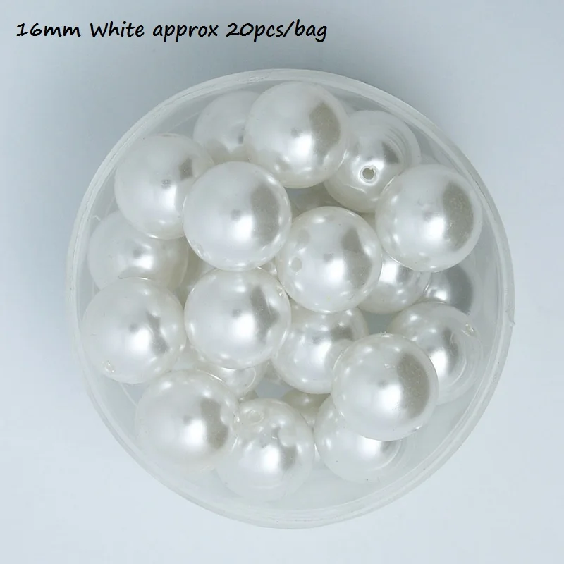 16mm White 20pcs 4/6/8/10/12/14/16/18/20 мм отверстие 2 мм белого цвета и цвета слоновой кости, с жемчугом искусственные круглые бусины ABS для бижутерии, материал для рукоделия серьги с подвесками решений - Цвет: 16mm White 20pcs