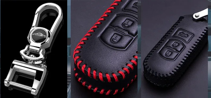 2018 Car Key Case Leather Auto Styling Cover For Mazda 2 3 5 6 CX5 CX7 CX9 Atenza Axela Familia Keychain Accessories | Автомобили и