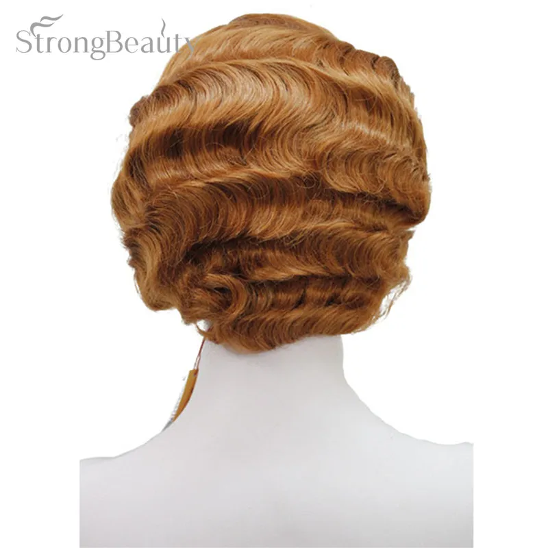 130A StrongBeauty короткий волнистый парик блондинка черный коричневый красные синтетические волосы женщины косплей парик - Цвет: 130A