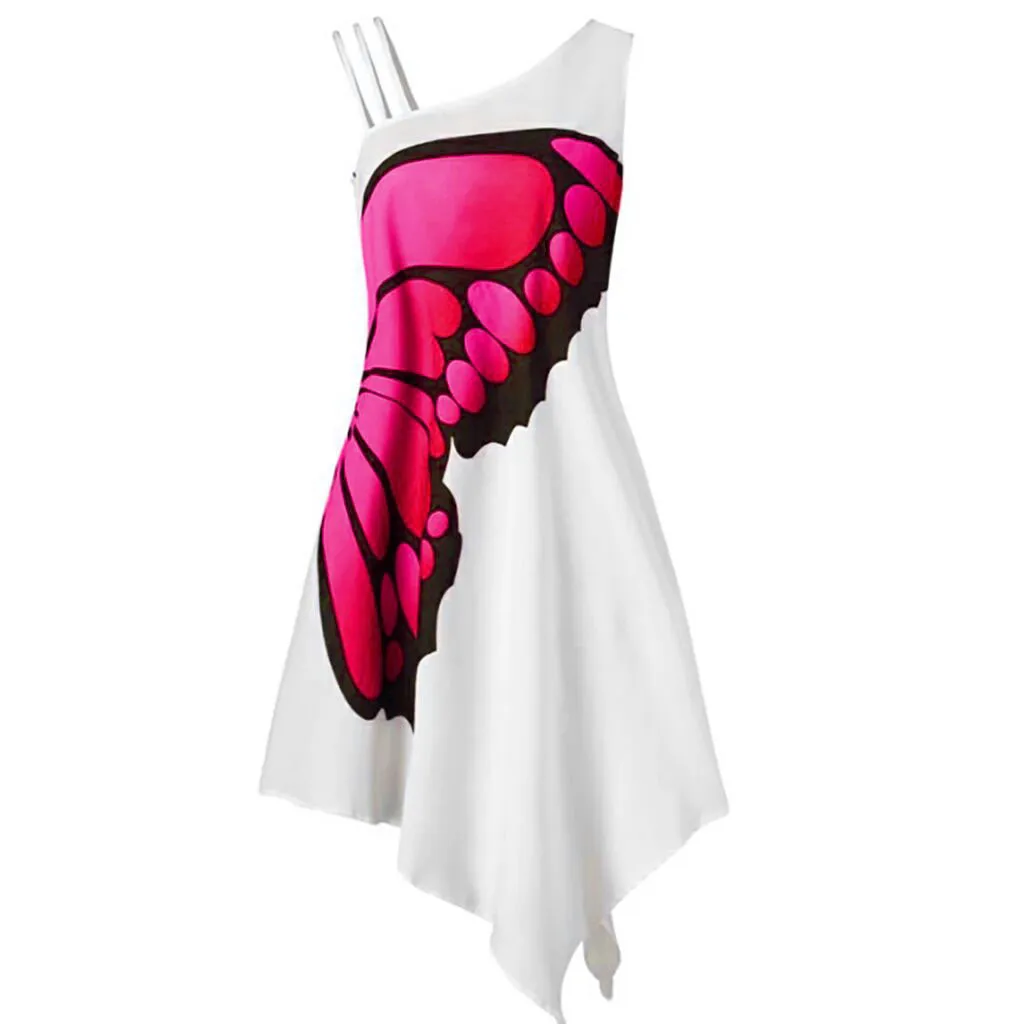 Повседневное сексуальное летнее платье с бабочками для женщин 2018 желтое