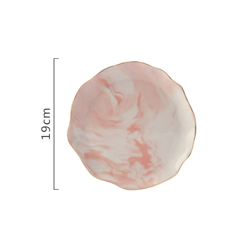 8 inch plate Pink Высококачественные керамические блюда из розового мрамора, миска для супа, набор посуды, креативная тарелка для рисового салата, стейка, блюдо для фруктов, миска для еды, 1 шт - Цвет: 8 inch plate Pink