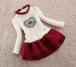 picture color BibiCola/Новое модное платье для девочек зимнее теплое платье для маленьких девочек детское платье-пачка принцессы с длинными рукавами для девочек Рождественская Одежда для девочек - Цвет: picture color
