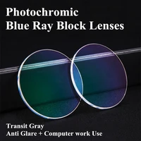 1 56 index prescription photochromic lenses blue ray block lenses transit grey lenses for computer work use anti chameleon lens