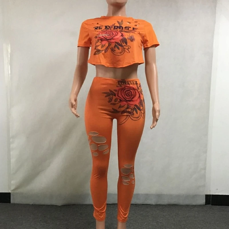 Письмо с цветочным принтом комплект из двух предметов Для женщин укороченный топ