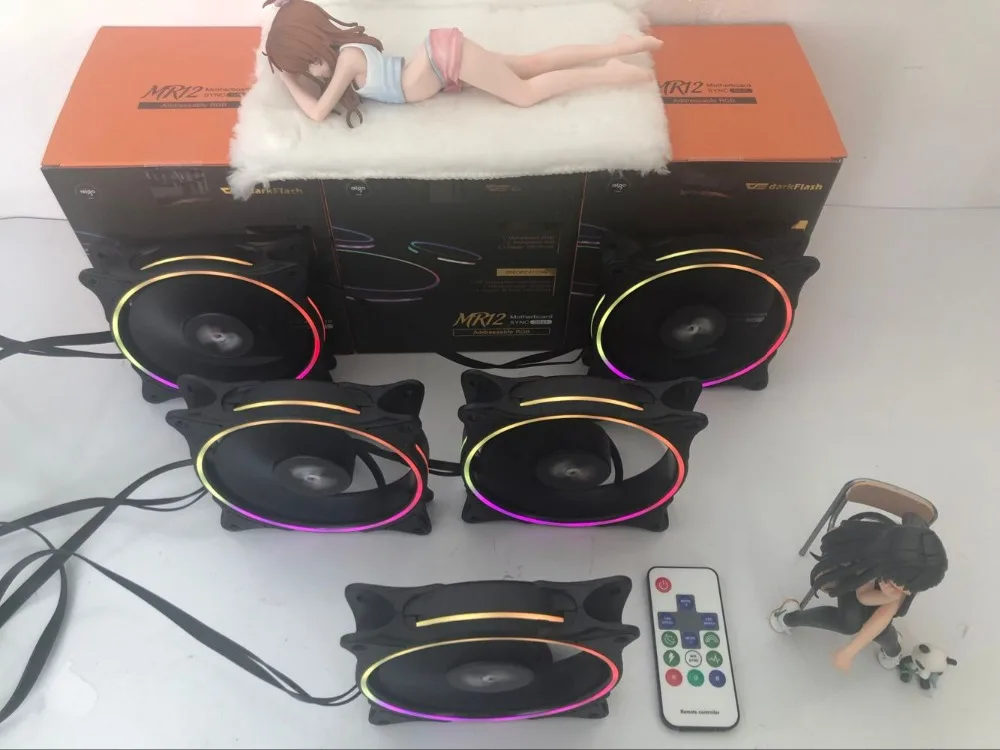 Aigo MR12 RGB вентилятор 3P-5vAURA синхронизирующий компьютер чехол ПК Вентилятор охлаждения светодиодный 120 мм тихий+ ИК пульт дистанционного управления компьютер кулер вентилятор охлаждения