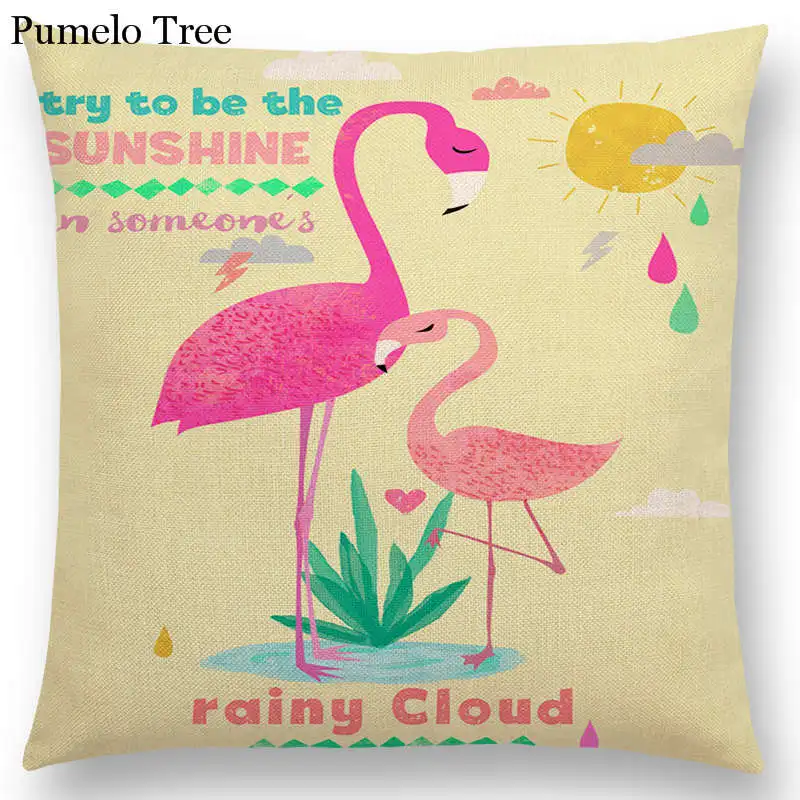 Hot Sale Cute Cartoon Animals Decorative Letters Flowers Bird Whale Cat Fox Flamingo Love Happy Life Cushion Sofa Throw Pillow | Дом и сад
