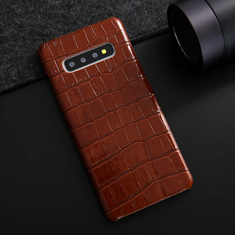Роскошный чехол накладка из натуральной кожи крокодила для Samsung Galaxy S10/ Plus