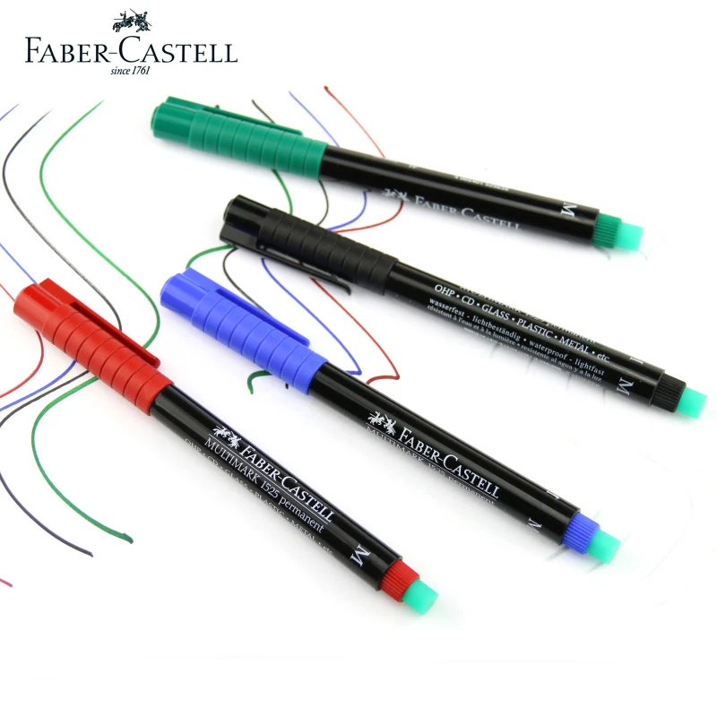 Faber castell 5 Pcs MULTIMARK fibre tip technical pen with Special eraser oil based colored Multimark on most surfaces | Канцтовары для