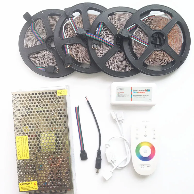 Светодиодная лента 5050 RGB водонепроницаемая 5 м 10 15 25 30 М IP65 + РЧ пульт