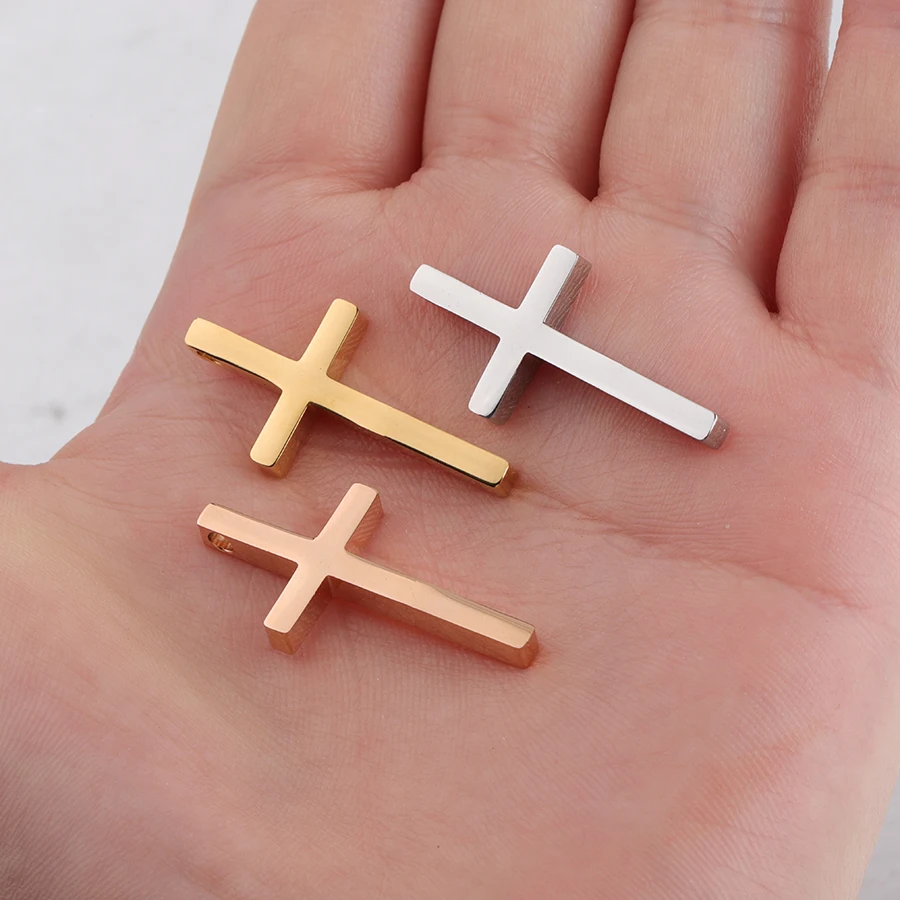 

Fnixtar Cross Charm Mirror Polished Stainless Steel Christ Cross Charms Pendant 15x30mm 25*40mm 24*45mm 20Piece/lot