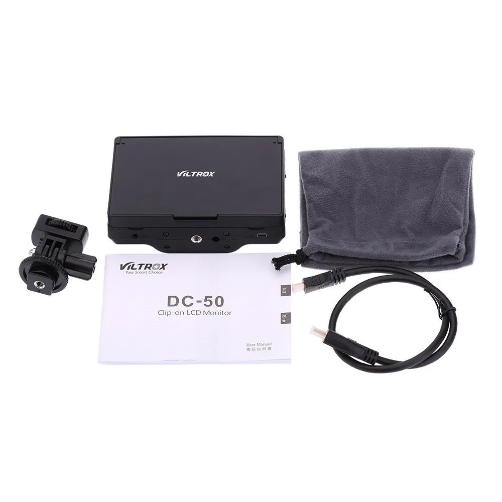 

Top Quality Viltrox Portable DC-50 HD Clip-on LCD 5inch Monitor Wide View HDMI Cable with Carrying Bag for DSLR Camera DV