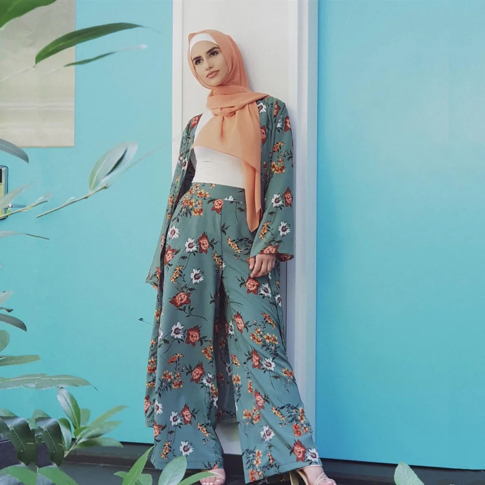 

Print Suits Cardigan Abaya Full Dress Muslim Kimono Long Robe Gowns Tunic Jubah Katfan Middle East Ramadan Arab Islamic Clothing