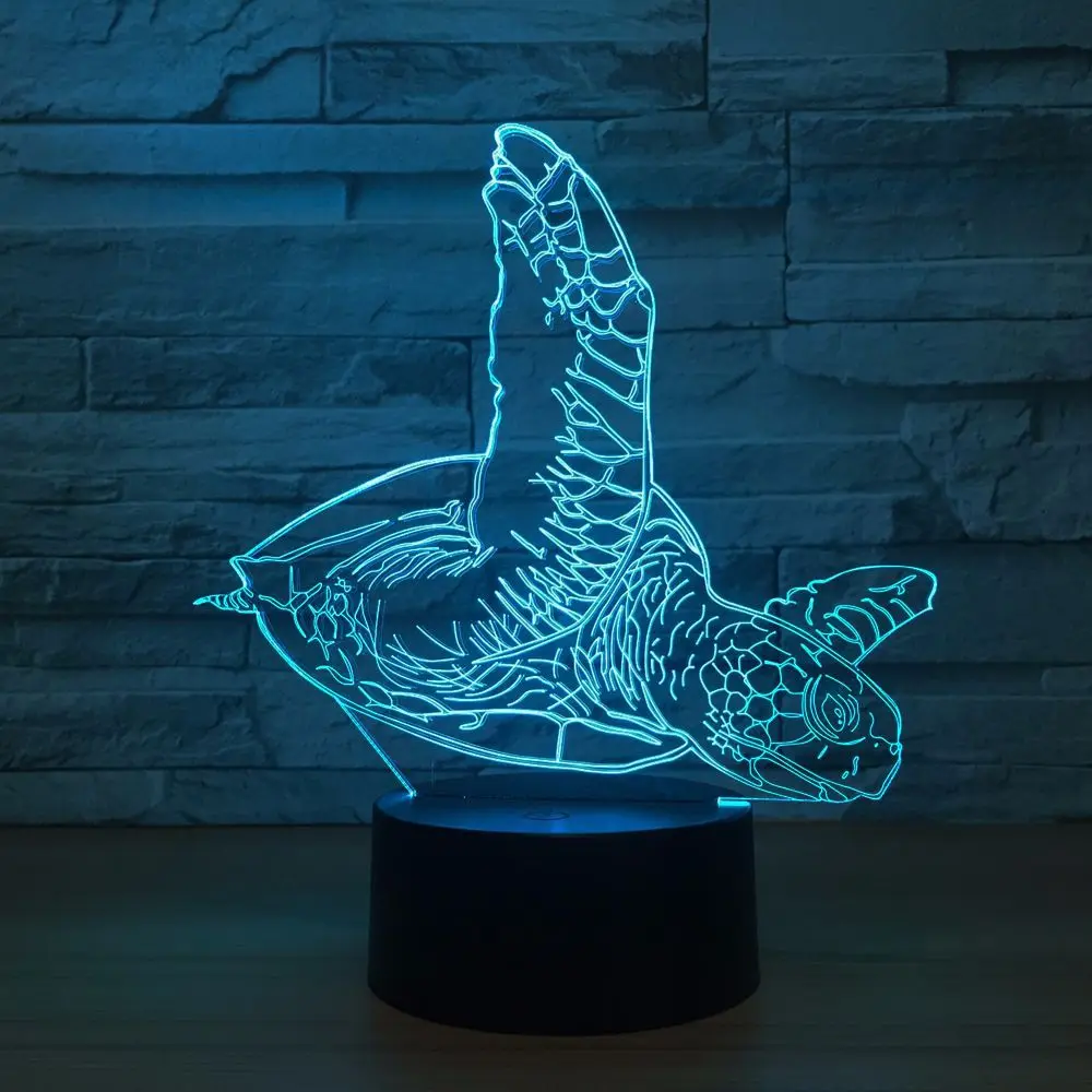 3d ночник в виде черепахи СВЕТОДИОДНЫЙ Красочный прикроватный светильник для