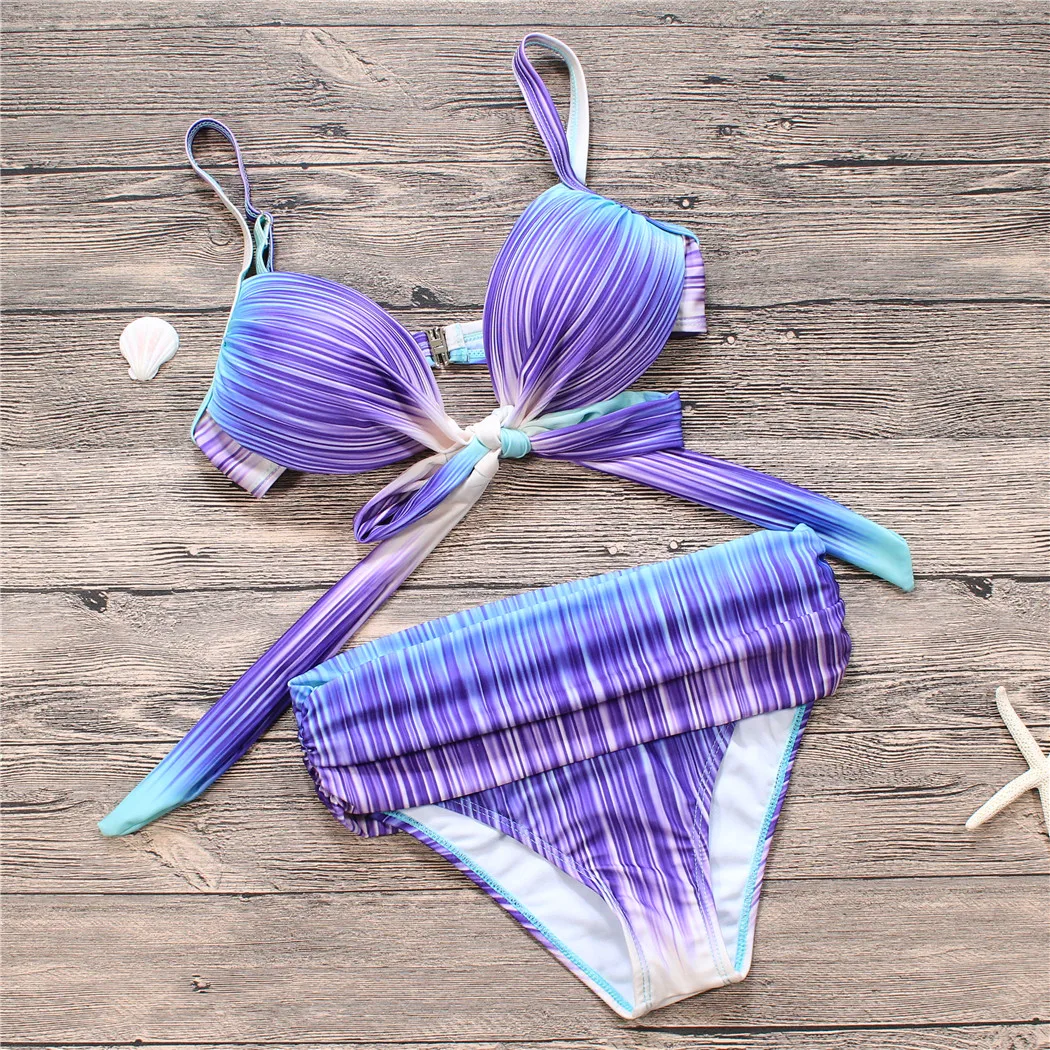 2018 сексуальное Бразильское бикини женский купальник пуш ап топ с лямкой на шее