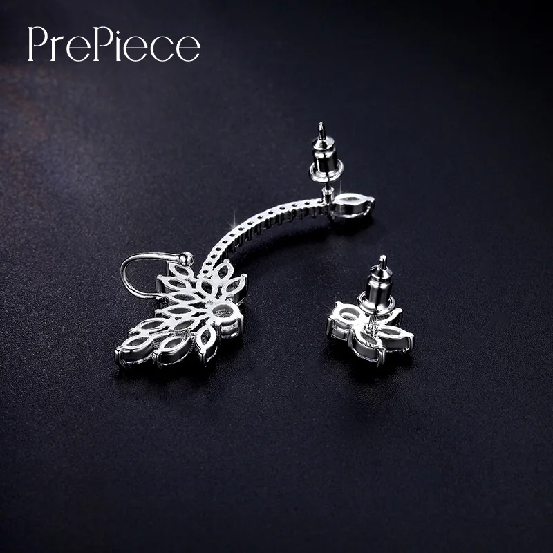 Prepiece Роскошные брендовые AAA + Цирконий Кафф Серьги для Для женщин белого золота