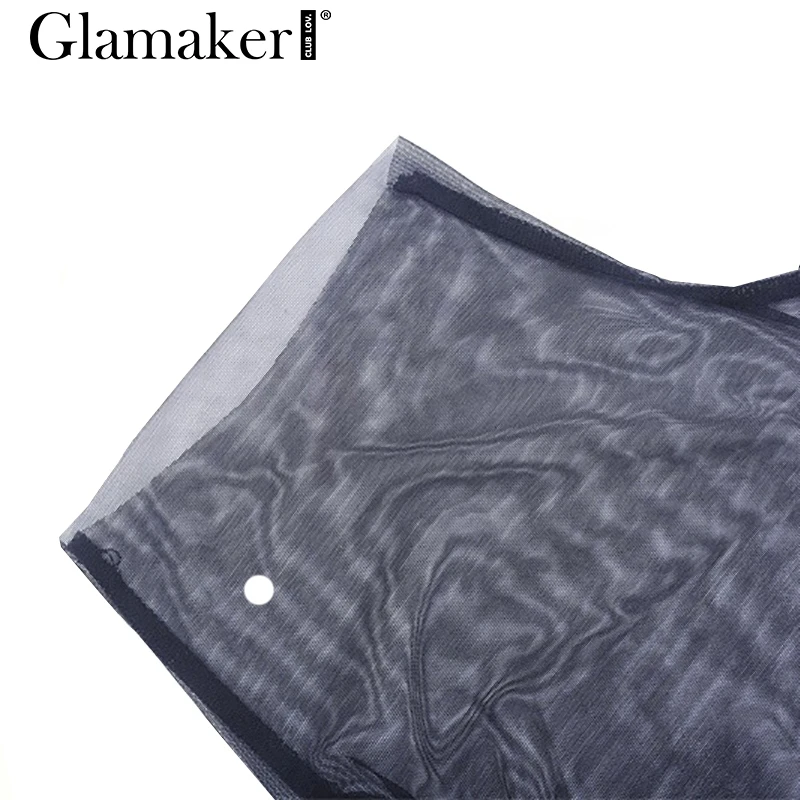 Женский сетчатый комбинезон Glamaker черный пикантный короткий с одним рукавом