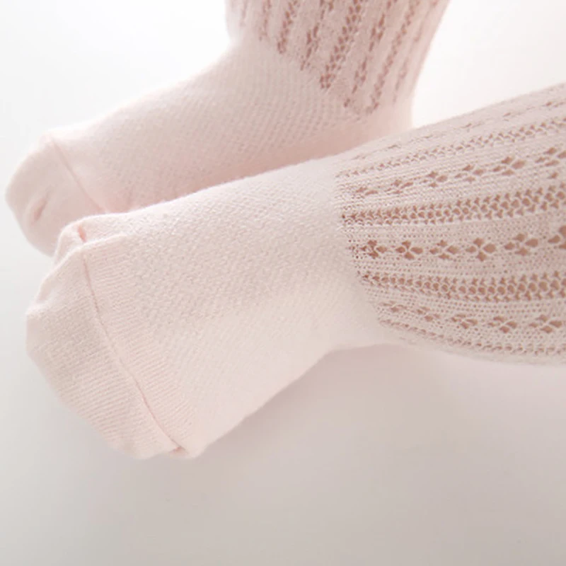 Летние кружевные сетчатые носки для новорожденных хлопковые до колена маленьких