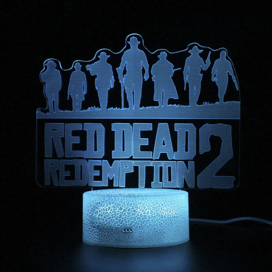 RDR2 лампа красный Dead Redemption 2 игровой светильник с дистанционным управлением 3d настольная лампа светодиодный ночной Светильник проекционная лампа