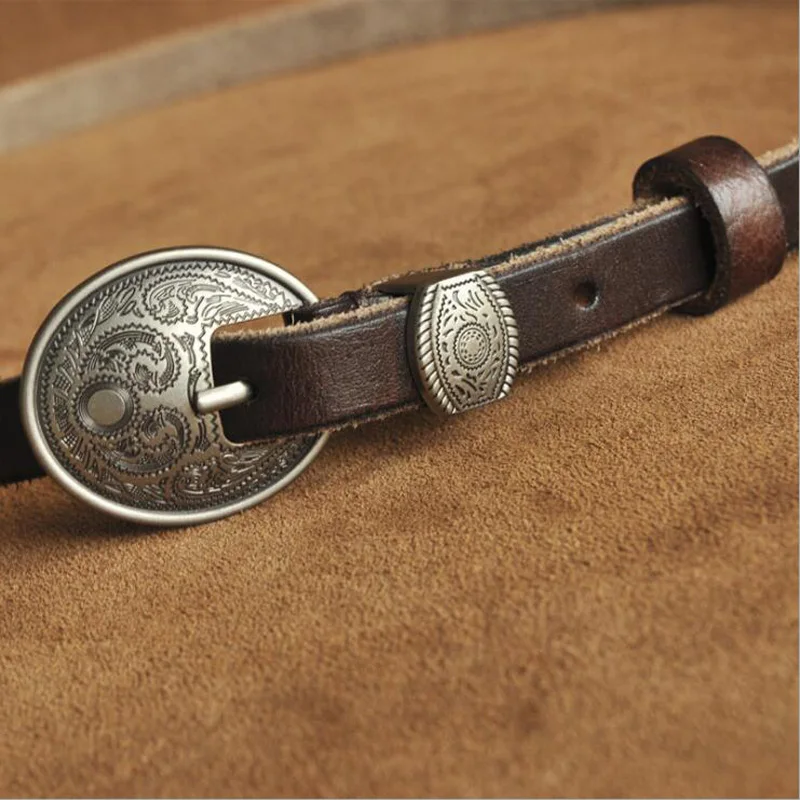 Women Pin Buckle Genuine Leather Belt Vintage Cowskin Skinny Belts Fashion Jeans Dress Strap Waistband Quality Guarantee XKS004