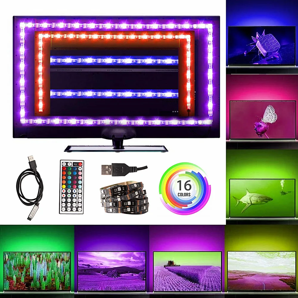 SMD 5050 RGB Светодиодная лента DC 5 в USB светодиодный светильник гибкие IP20 не