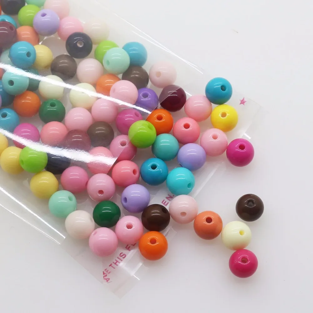 7mm round Color 100pcs Cheap Hot Acrylic Beads Fits for Handmade DIY Necklace Bracelet Jewelry Making Wholesale Hole: 1mm | Украшения и