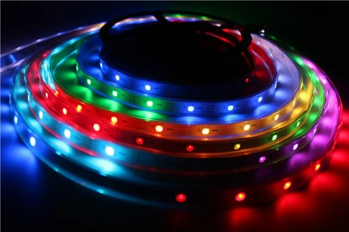 Не водонепроницаемый DC5v 5 м 300 светодиодов 60 пикс./м 5050 smd ws2812 ws2811 rgb Светодиодные полосы света, белый печатных плат, программируемый прибор приемно