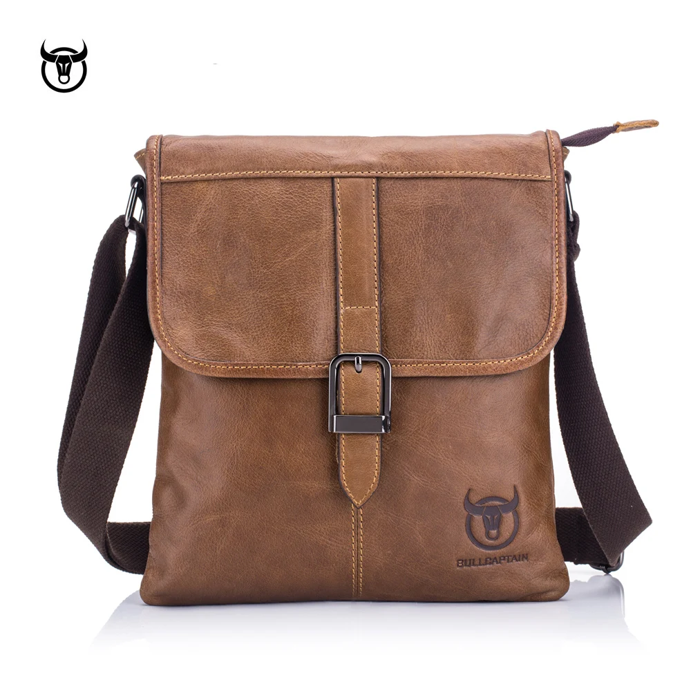 

BULLCAPTAIN vintage Genuine Leather Men's Messenger bag cow leather shoulder bag for male fashion man crossbody bag Handbags