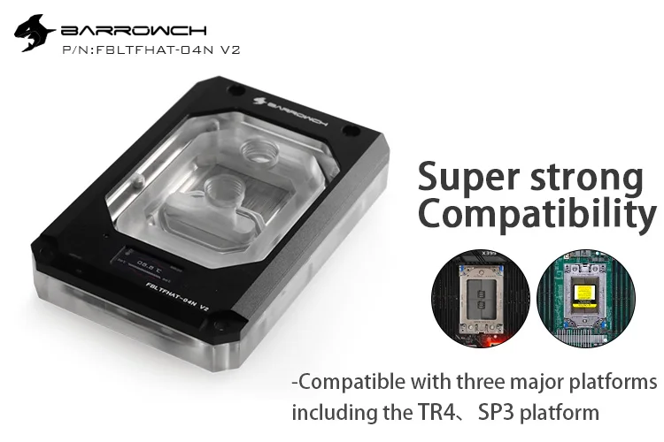 Barrowch FBLTFHAT-04N-V2 для AMD Ryzen Threadripper X399 блоки платформы цифровой дисплей Температура 0,4 мм микроводный блок