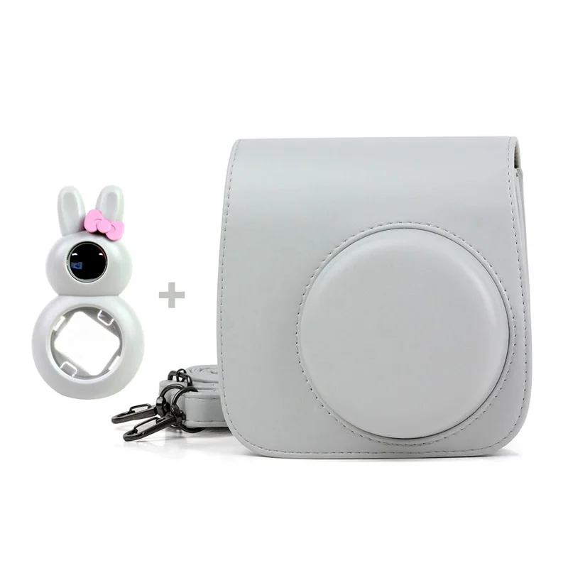 5 Colors Quality PU Leather Camera Case and Rabbit Close-Up Selfie Lens for Fujifilm Instax Mini 9/ Mini 8 Instant Film Camera images - 6