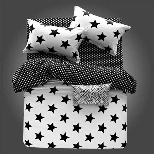 style3 Хлопок, простой комплект постельного белья, 4 шт., для мальчиков, мультяшный, домашний, четыре летние звезды, черный, белый, Твин, королева, король, пододеяльник, пододеяльник, постельный комплект - Цвет: style3