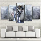 Модульный холст HD печать плакат настенное искусство 5 штук белый дым волк живопись для гостиной домашний декор животные картина рамка