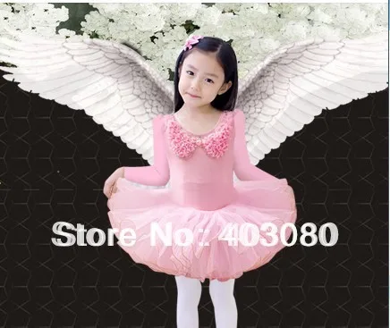 

Pink 5-9 years Long sleeve Children ballet skirt,kid tutu dance dress,baby skirt(Present rose hair accessories/clip)