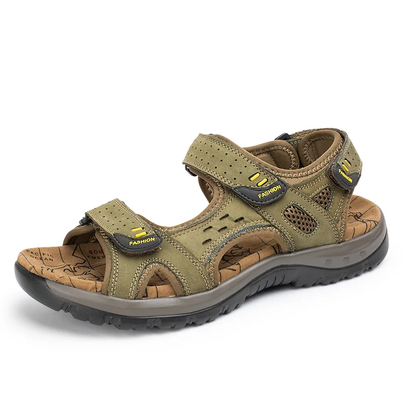 

Dropshiping Hot Sale New Fashion Summer Leisure Beach Men Shoes High Quality Leather Sandals The Big Yards Men Sandals Size
