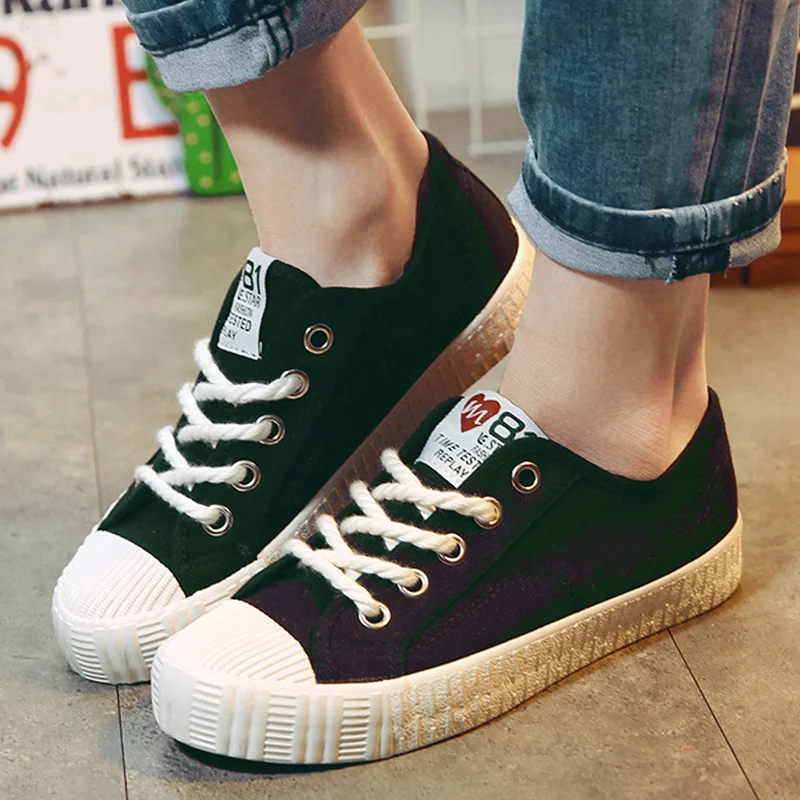 Модная новинка женская Вулканизированная обувь Женская парусиновая на плоской