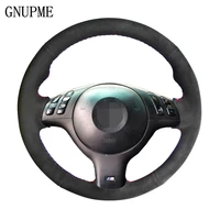 gnupme diy hand stitched suede black car steering wheel cover for bmw e46 m3 e39 330i 540i 525i 530i 330ci 2001 2003