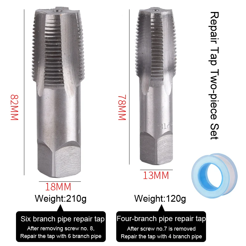 2Psc 1set Резьбовой кран TRANVON 1/" 3/4" тефлон TapeTaper трубопроводной кран машина винтовые краны для труб Метчик для нарезания внутренней резьбы ручной инструмент для ремонта - Цвет: 2Psc 1set
