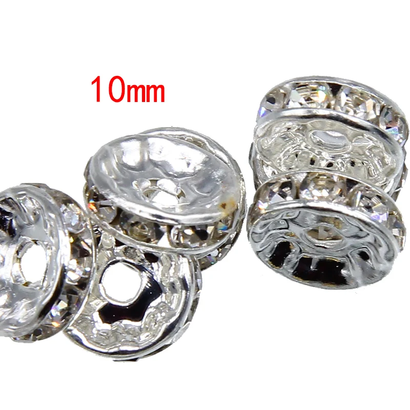 Круглые бусины со стразами золотистого/серебристого цвета 100 шт./лот 10 мм |