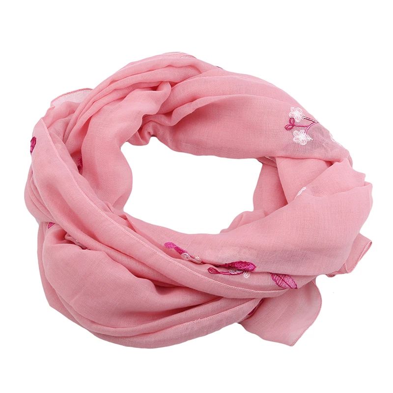 

New Popular Shawl Scarf Embroidered Fashion Long Scarf Muslim Headscarf Print Tulle Flower Embroidery Beach Shawl