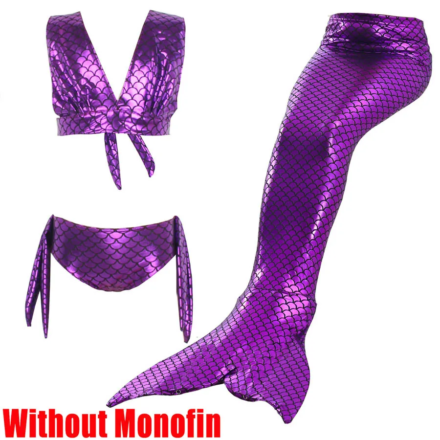 3pcs Without Monofin Детский купальный Купальник для косплея с хвостом русалки для девочек, купальный костюм с монофина - Цвет: 3pcs Without Monofin