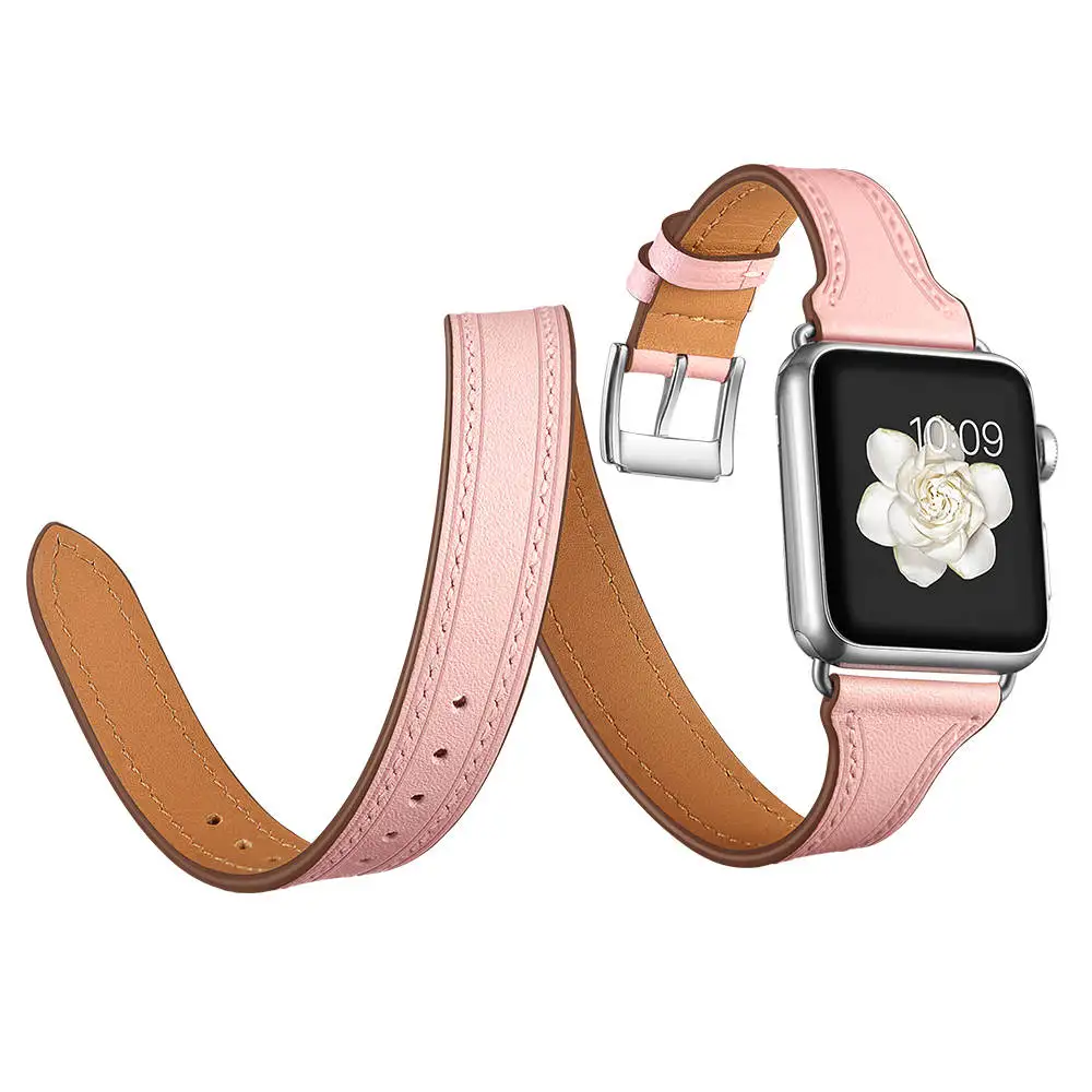Браслет для Apple Watch, ремешок из натуральной кожи 42 мм, 38 мм, 44 мм, 40 мм, iWatch Series 5, 4, 3, 2, 1, двойной ремешок для наручных часов